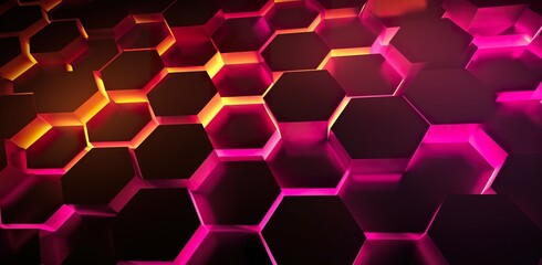 hexagon background with red and purple  honeycomb texture, hexagonal shape colorful pattern, futuristic structure neon wallpaper