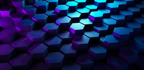 hexagon background with purple honeycomb texture, hexagonal shape colorful pattern, futuristic structure neon wallpaper