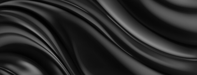 Abstract background with wavy folded surface in black colors