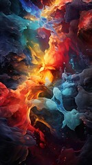 colorful dust and paint explosion, colourful background in style of blue, red, yellow, purple, pink