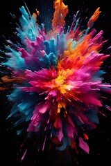 Obraz premium colorful dust and paint explosion, colourful background in style of blue, red, yellow, purple, pink