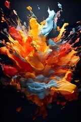 Fototapeta na wymiar colorful dust and paint explosion, colourful background in style of blue, red, yellow, purple, pink