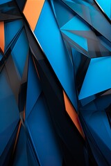 creative sharp triangle background, geometry design pattern, abstract geometric futuristic wallpaper, in style of blue, orange and yellow - obrazy, fototapety, plakaty