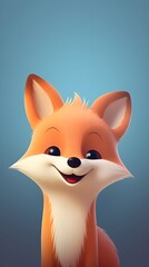Obraz premium Cute Fox Portrait Wallpaper with Soft Gradient Background