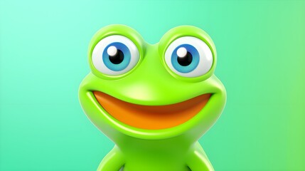 Fototapeta premium Cute Frog Portrait Wallpaper with Soft Gradient Background