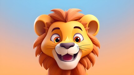 Adorable Lion Portrait Wallpaper with Soft Gradient Background