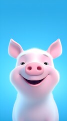 Adorable Pig Portrait Wallpaper with Soft Gradient Background