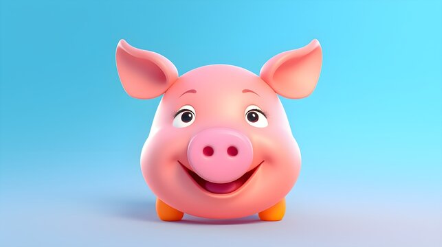 Adorable Pig Portrait Wallpaper with Soft Gradient Background