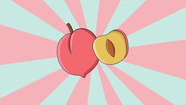 Animation of a peach icon with a rotating background