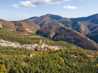 Aerial Autumn view of  ancient sanctuary Belintash, Bulgaria