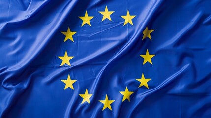 official flag of European Union, blue surface with twelve yellow stars