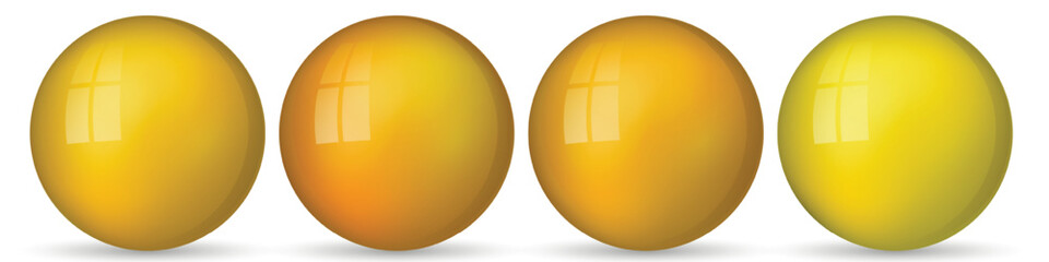 Set with glass colorful balls. Glossy realistic ball, 3D abstract vector illustration highlighted on a white background. Big metal bubble with shadow