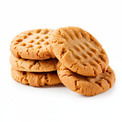 Professional food photography of Peanut Butter Cookies, Christmas food isolated on white background, Xmas food