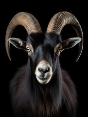 Ibex Studio Shot Isolated on Clear Black Background, Generative AI