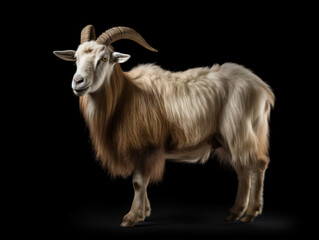 Naklejka na ściany i meble Alpine Goat Studio Shot Isolated on Clear Black Background, Generative AI