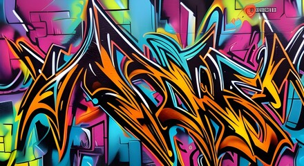 Obraz premium Vibrant Abstract Graffiti Art with Bold Shapes and Bright Colors | 013
