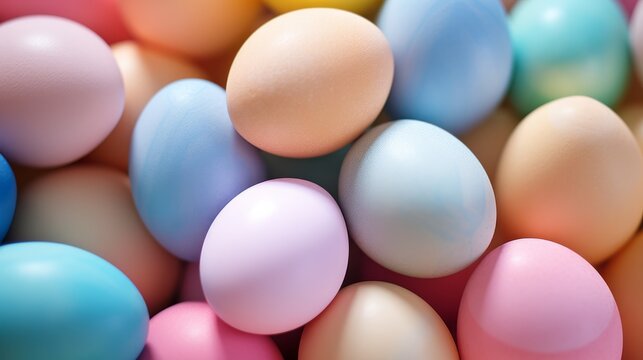 Pastel Easter eggs dyed into different shades for the holiday