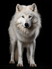 Fototapeta premium Arctic Wolf Studio Shot Isolated on Clear Black Background, Generative AI