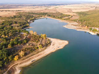 Aerial view of The Forty Springs Reservoir, Bulgaria