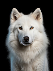 Arctic Wolf Studio Shot Isolated on Clear Black Background, Generative AI