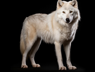 Fototapeta premium Arctic Wolf Studio Shot Isolated on Clear Black Background, Generative AI