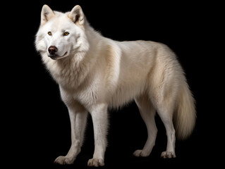 Fototapeta premium Arctic Wolf Studio Shot Isolated on Clear Black Background, Generative AI