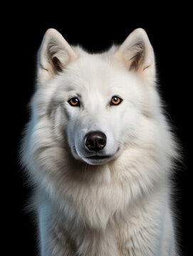 Arctic Wolf Studio Shot Isolated on Clear Black Background, Generative AI