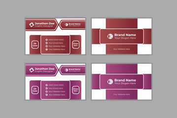 Double-sided creative business card template. Portrait and landscape orientation. Horizontal and vertical layout. Red and black color theme. Vector illustration
Corporate business card set.