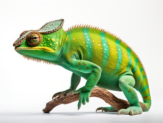 Fototapeta premium Chameleon Studio Shot Isolated on Clear White Background, Generative AI