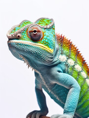Fototapeta premium Chameleon Studio Shot Isolated on Clear White Background, Generative AI