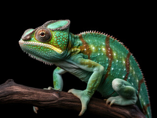 Obraz premium Chameleon Studio Shot Isolated on Clear Black Background, Generative AI