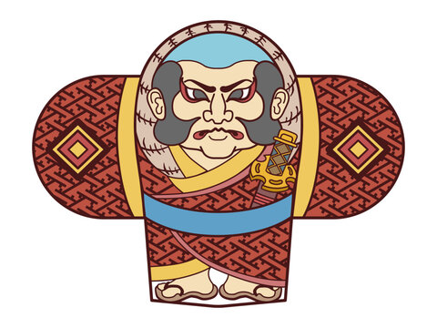 日本の新年風物詩やっこ凧のカラーイラスト
