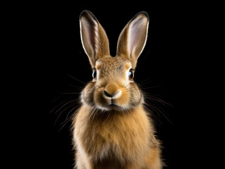 Fototapeta premium Hare Studio Shot Isolated on Clear Black Background, Generative AI