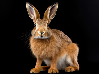 Obraz premium Hare Studio Shot Isolated on Clear Black Background, Generative AI