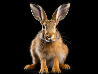 Obraz premium Hare Studio Shot Isolated on Clear Black Background, Generative AI