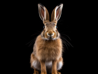 Obraz premium Hare Studio Shot Isolated on Clear Black Background, Generative AI