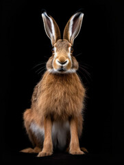 Obraz premium Hare Studio Shot Isolated on Clear Black Background, Generative AI