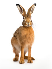 Hare Studio Shot Isolated on Clear White Background, Generative AI