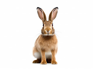 Hare Studio Shot Isolated on Clear White Background, Generative AI