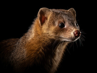 Mongoose Studio Shot Isolated on Clear Black Background, Generative AI