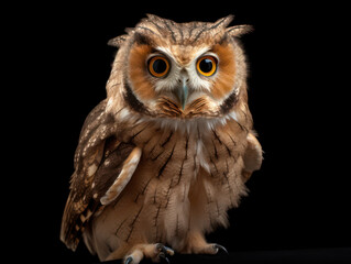 Naklejka premium Owl Studio Shot Isolated on Clear Black Background, Generative AI