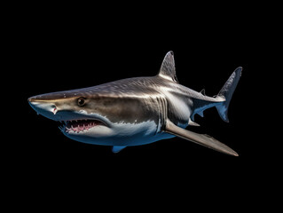 Fototapeta premium Shark Studio Shot Isolated on Clear Black Background, Generative AI