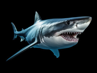 Shark Studio Shot Isolated on Clear Black Background, Generative AI