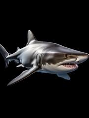 Shark Studio Shot Isolated on Clear Black Background, Generative AI