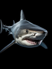 Shark Studio Shot Isolated on Clear Black Background, Generative AI