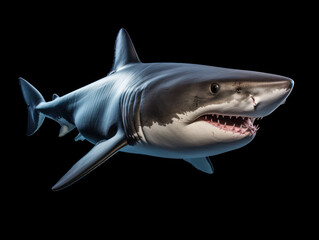 Shark Studio Shot Isolated on Clear Black Background, Generative AI