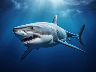 Obraz premium Shark Studio Shot Isolated on Clear Black Background, Generative AI