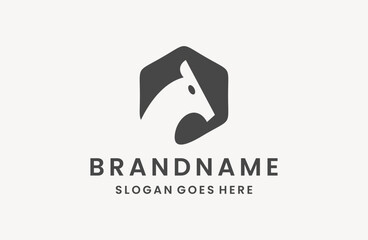 Head horse logo formed with simple and modern shape in black color