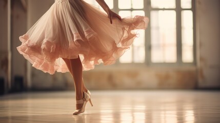 Ballerina twirls with grace and poise - obrazy, fototapety, plakaty