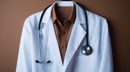 The trusty stethoscope hanging from a white coat